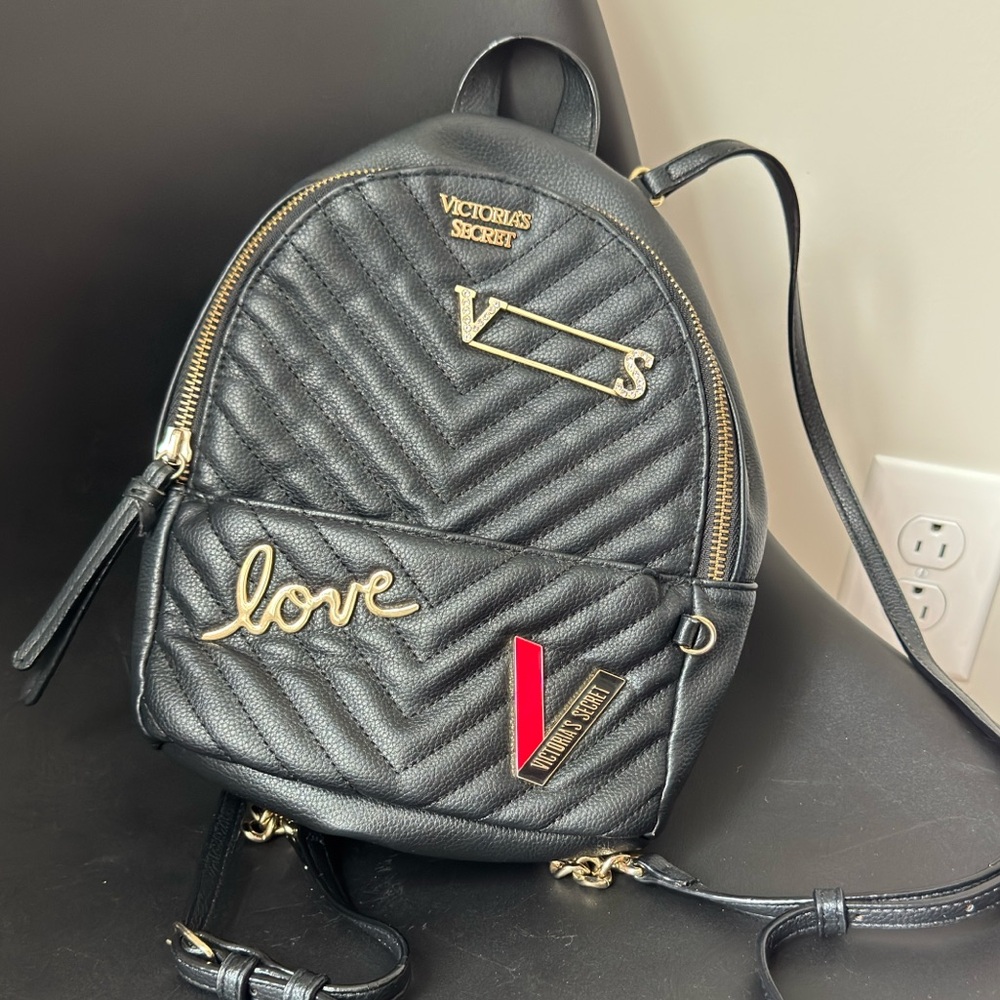 Victoria's Secret Black Quilted mini Backpack